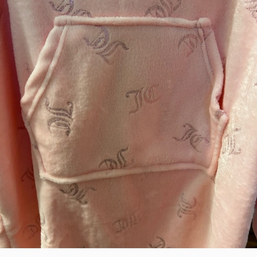 Juice Couture With Foil Logo Cozy Hooded Oversized Plush Pullover - Picture 4 of 5